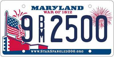 MD license plate 9BM2500