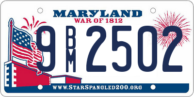 MD license plate 9BM2502