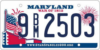 MD license plate 9BM2503