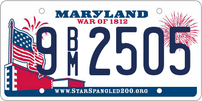 MD license plate 9BM2505