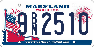 MD license plate 9BM2510