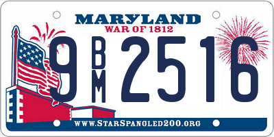 MD license plate 9BM2516