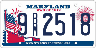 MD license plate 9BM2518