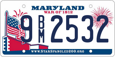 MD license plate 9BM2532