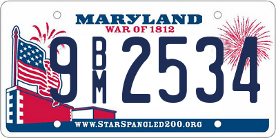 MD license plate 9BM2534