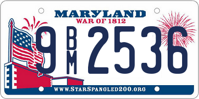 MD license plate 9BM2536