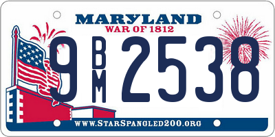 MD license plate 9BM2538