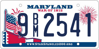 MD license plate 9BM2541