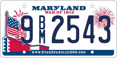 MD license plate 9BM2543