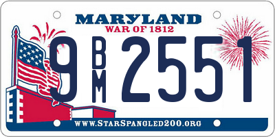 MD license plate 9BM2551