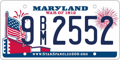 MD license plate 9BM2552