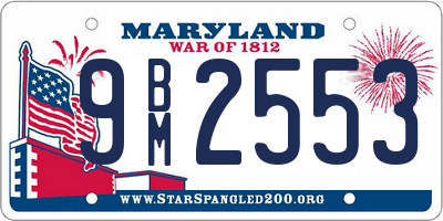 MD license plate 9BM2553