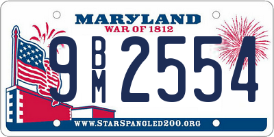 MD license plate 9BM2554