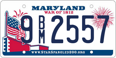 MD license plate 9BM2557