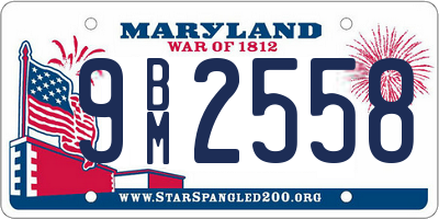 MD license plate 9BM2558