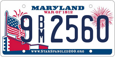 MD license plate 9BM2560