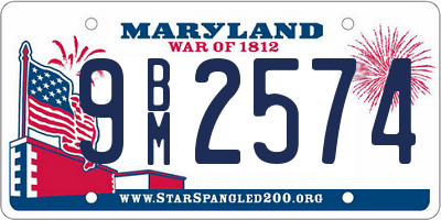 MD license plate 9BM2574