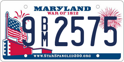 MD license plate 9BM2575