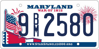 MD license plate 9BM2580