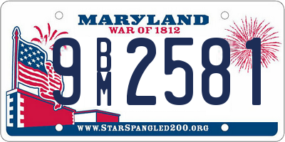 MD license plate 9BM2581