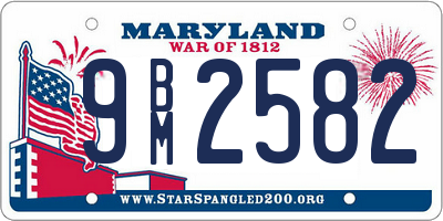 MD license plate 9BM2582