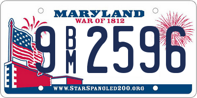 MD license plate 9BM2596