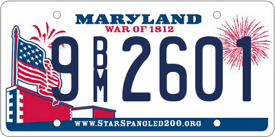 MD license plate 9BM2601