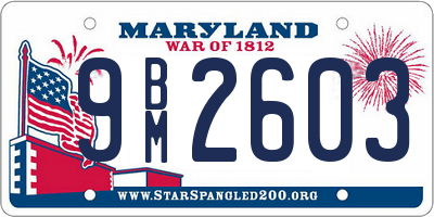 MD license plate 9BM2603