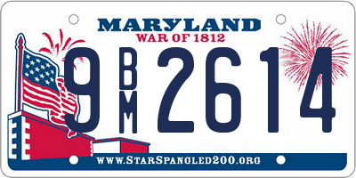 MD license plate 9BM2614