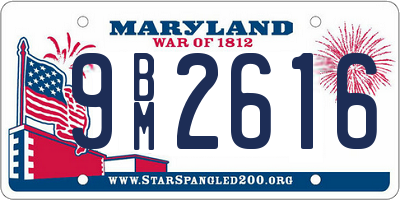 MD license plate 9BM2616