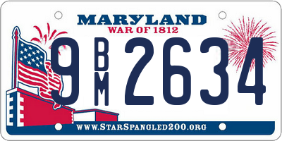 MD license plate 9BM2634