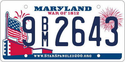 MD license plate 9BM2643