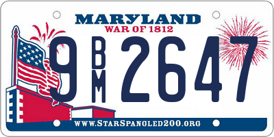 MD license plate 9BM2647