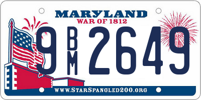 MD license plate 9BM2649