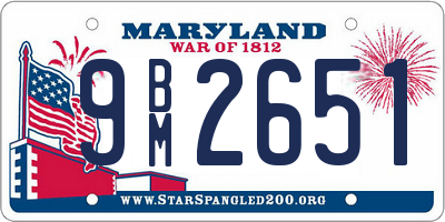 MD license plate 9BM2651