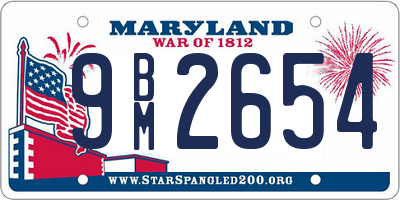 MD license plate 9BM2654