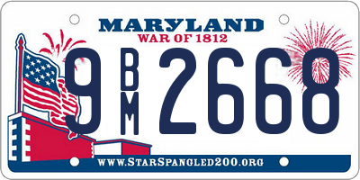 MD license plate 9BM2668