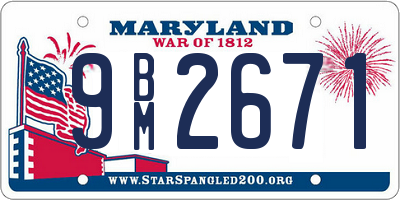 MD license plate 9BM2671