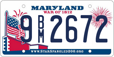 MD license plate 9BM2672