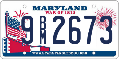 MD license plate 9BM2673