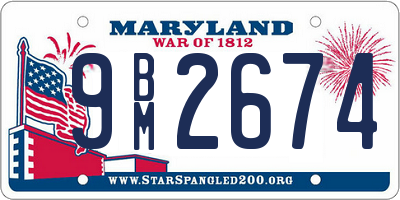 MD license plate 9BM2674