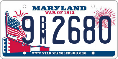 MD license plate 9BM2680