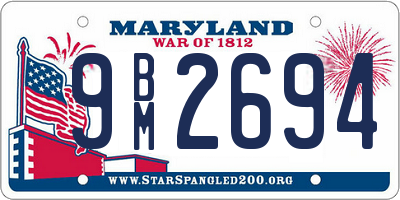 MD license plate 9BM2694