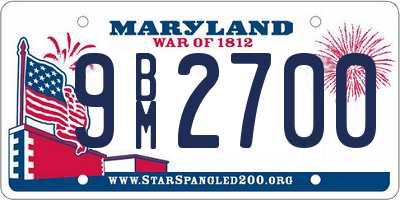 MD license plate 9BM2700