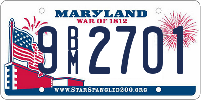 MD license plate 9BM2701