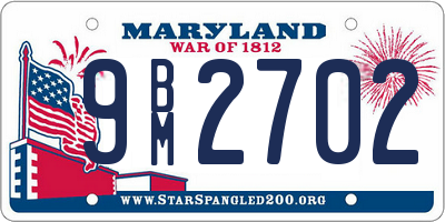 MD license plate 9BM2702