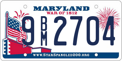 MD license plate 9BM2704