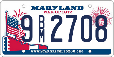 MD license plate 9BM2708