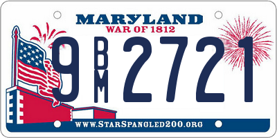 MD license plate 9BM2721