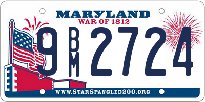 MD license plate 9BM2724